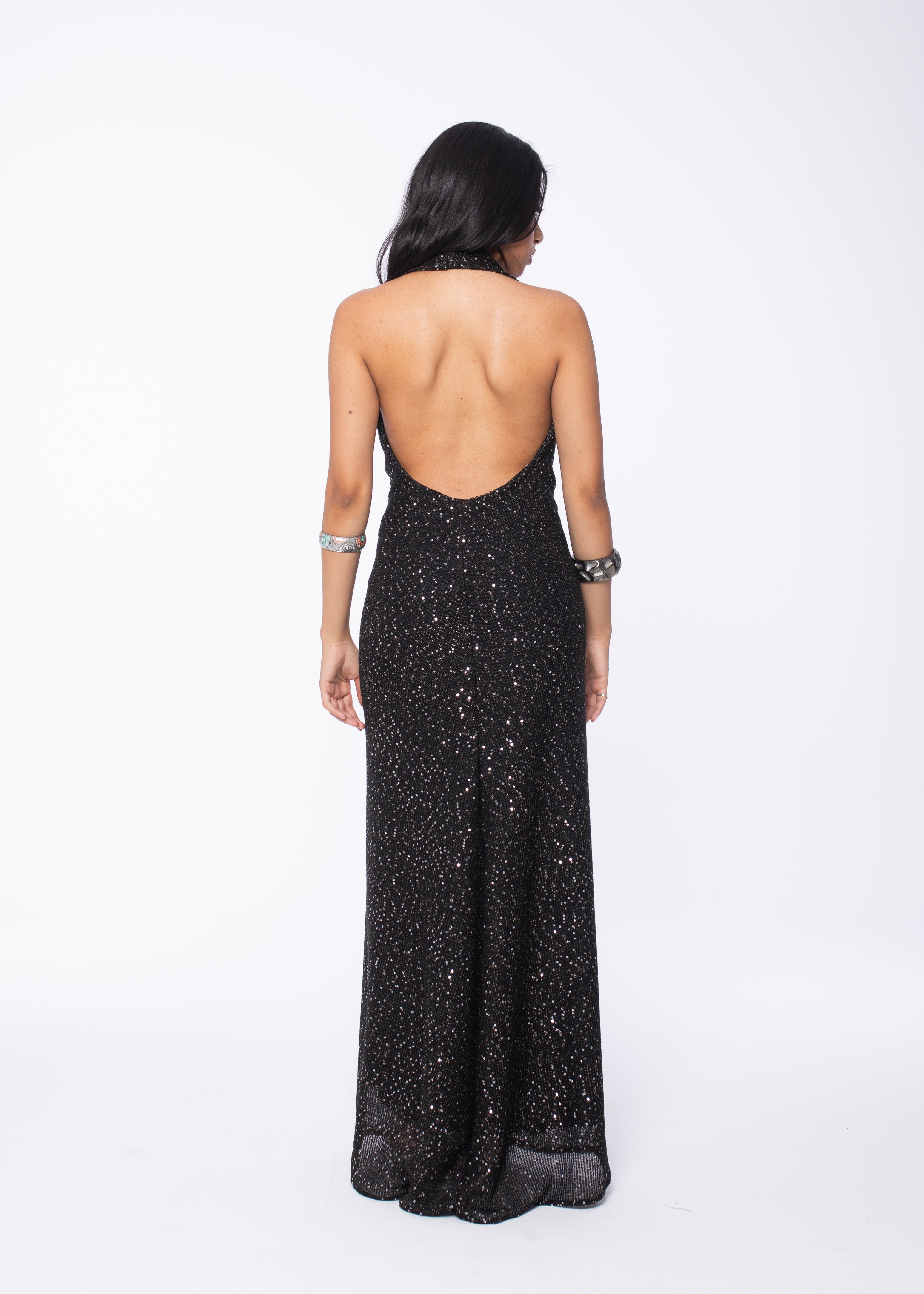 Black Maxi Sequins Dress