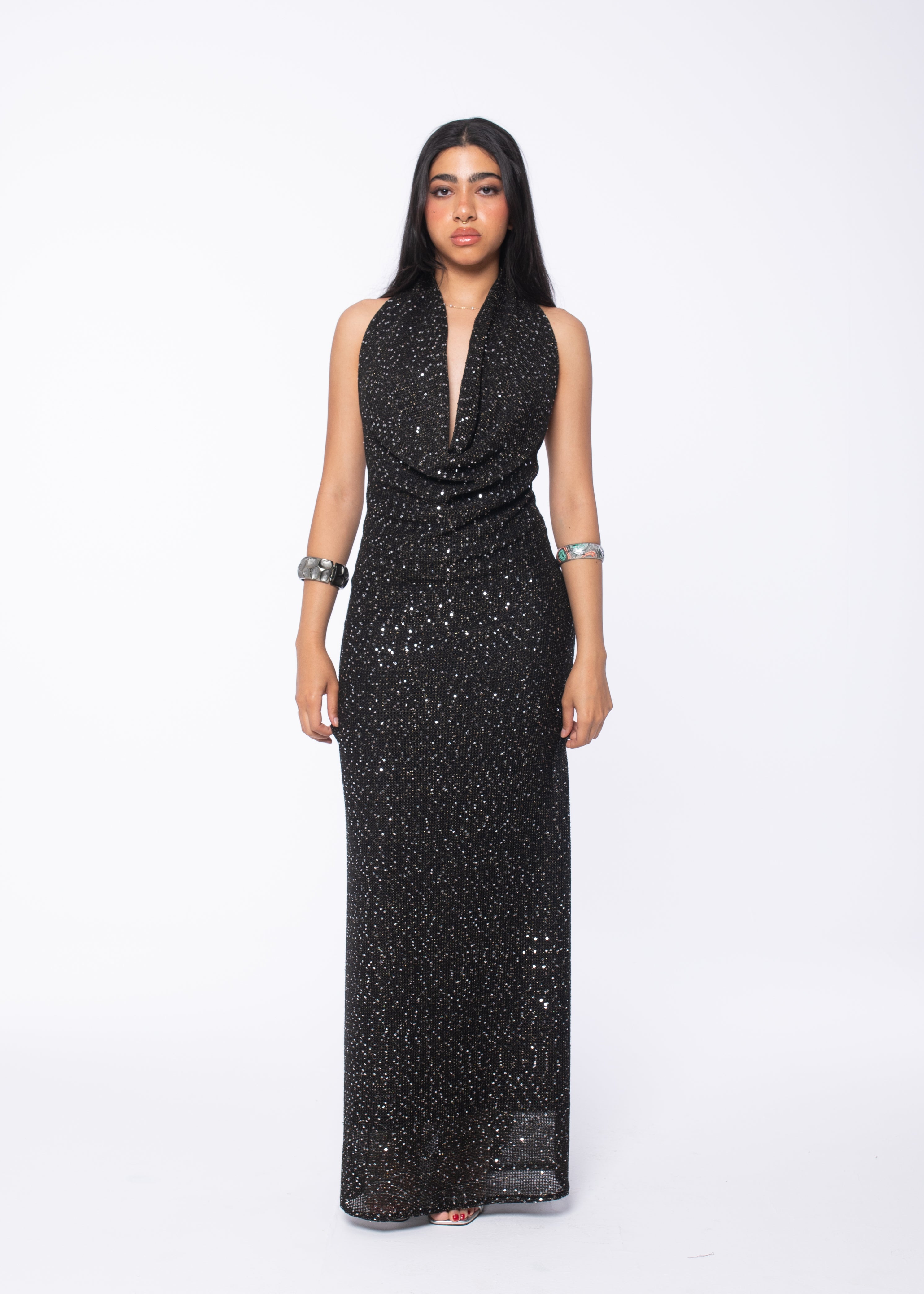Black Maxi Sequins Dress