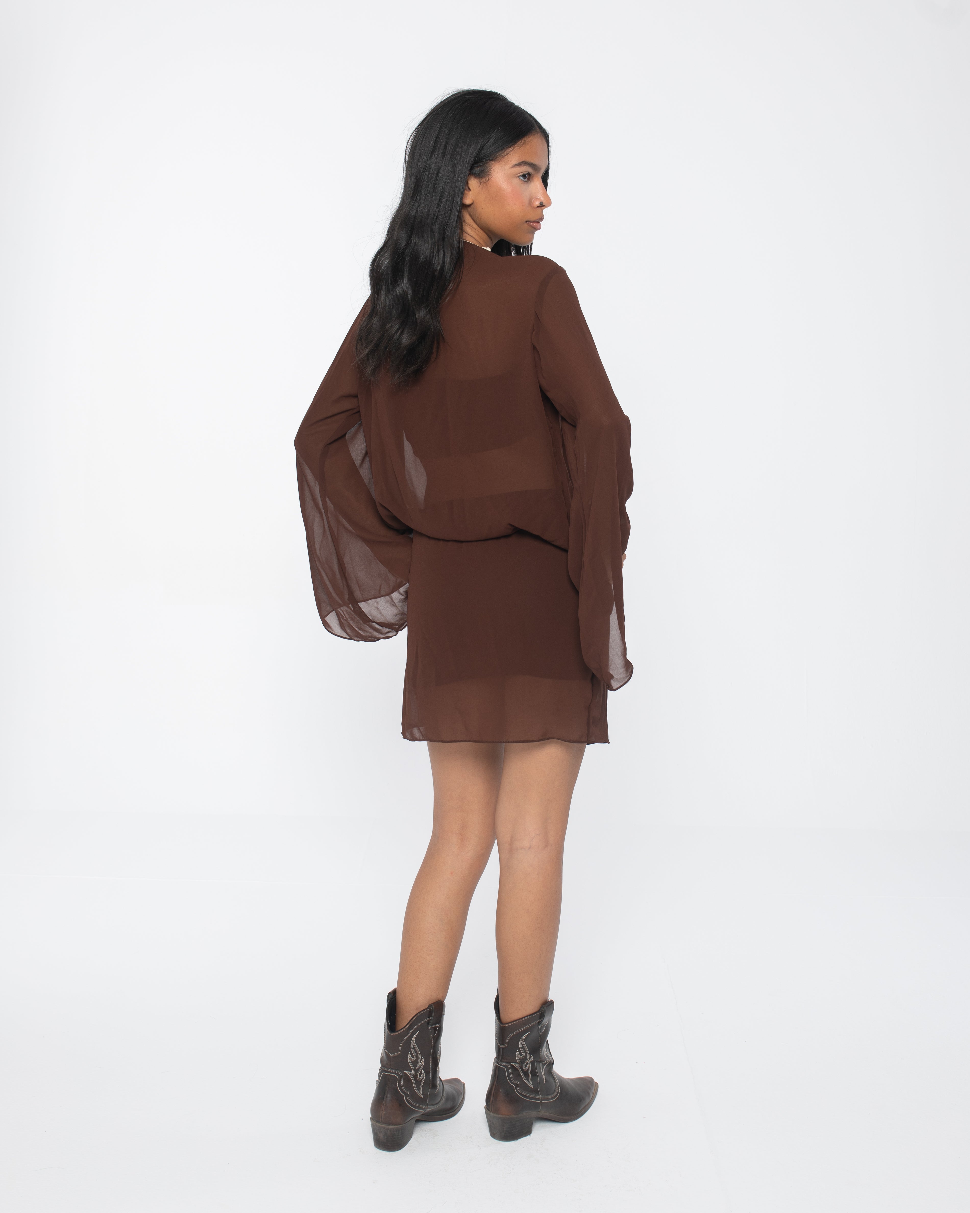Brown Chiffon Beach Coverup