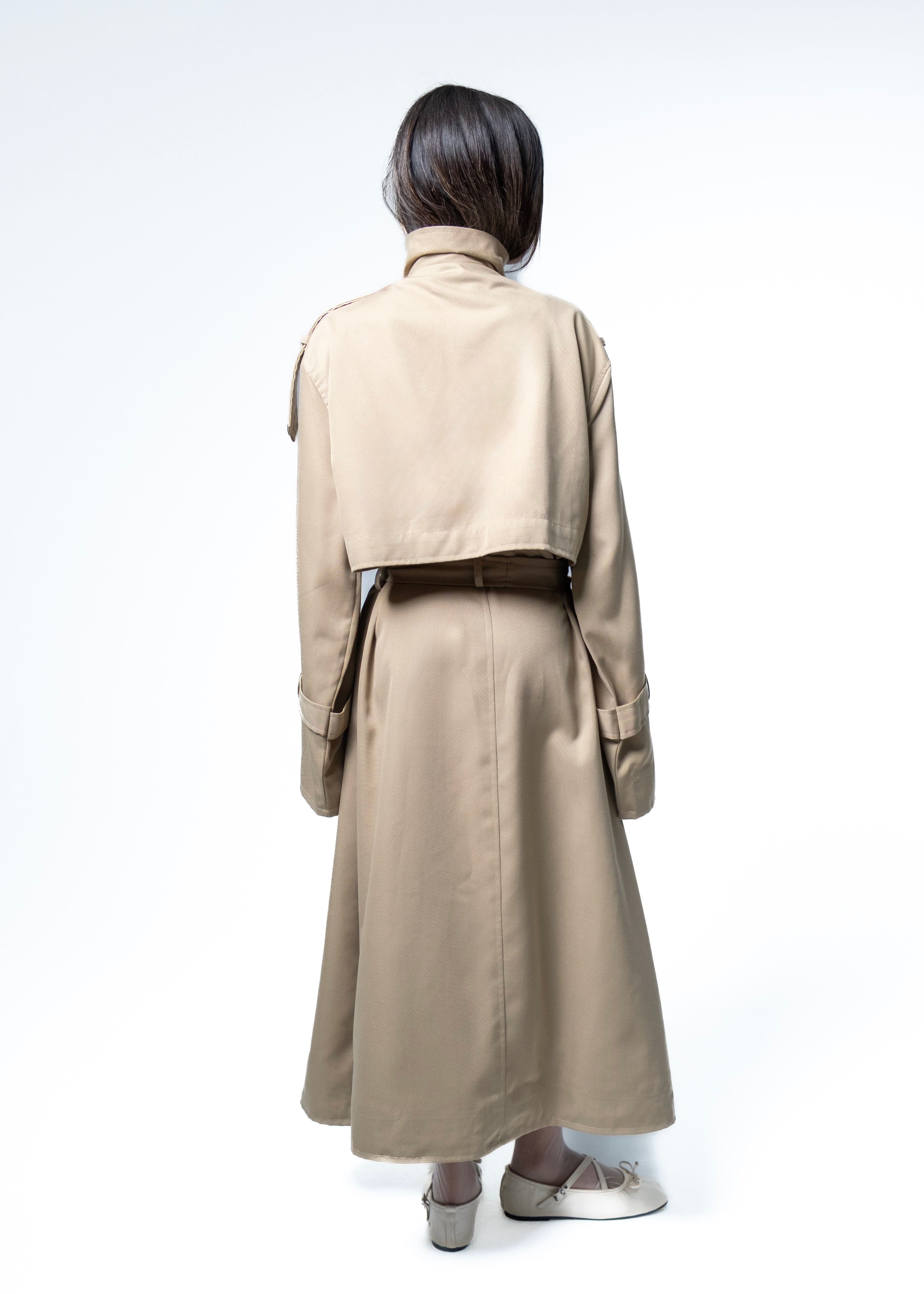 High-Neck Detailed Trench Coat