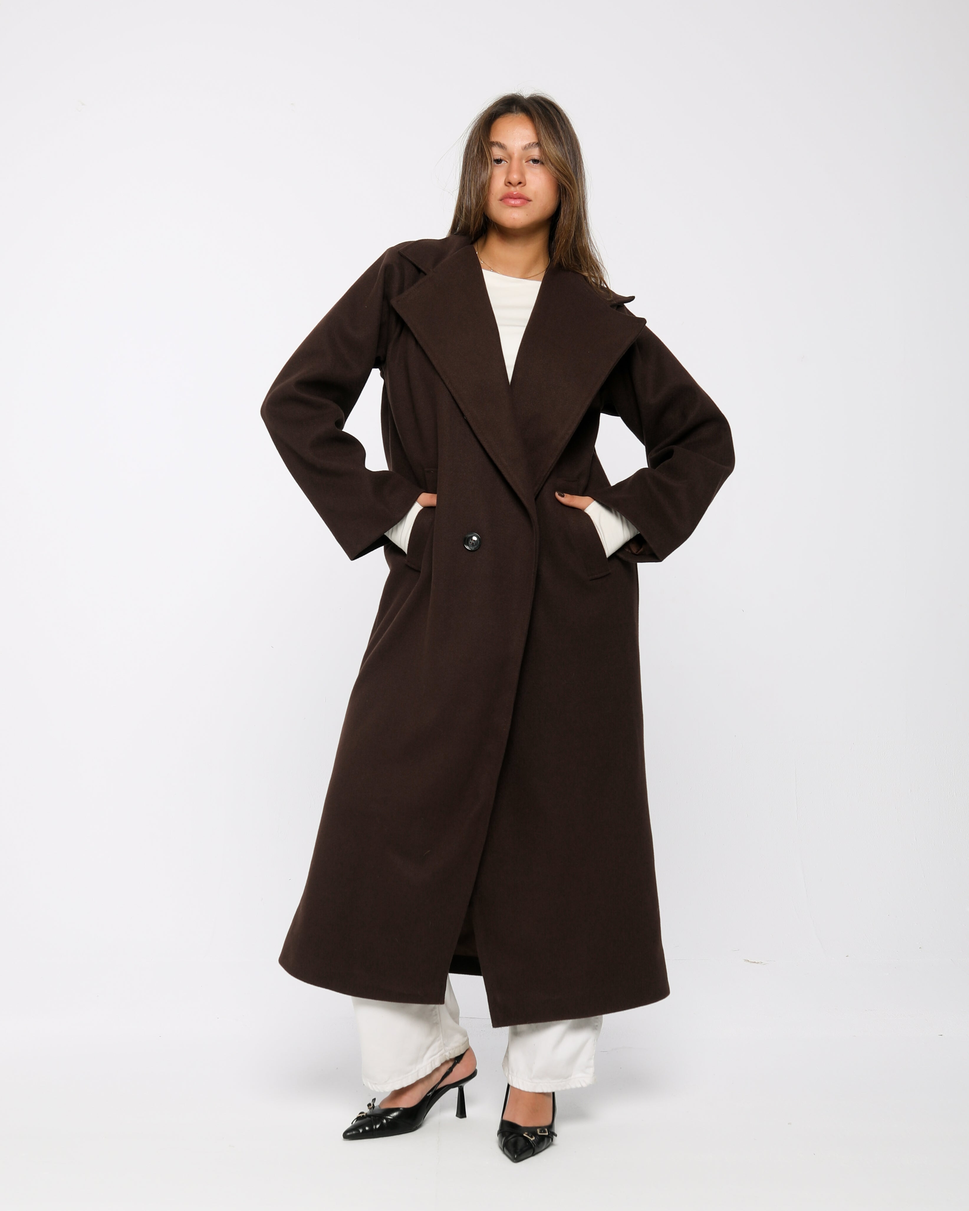 Brown Oversized Wool Coat – Myra