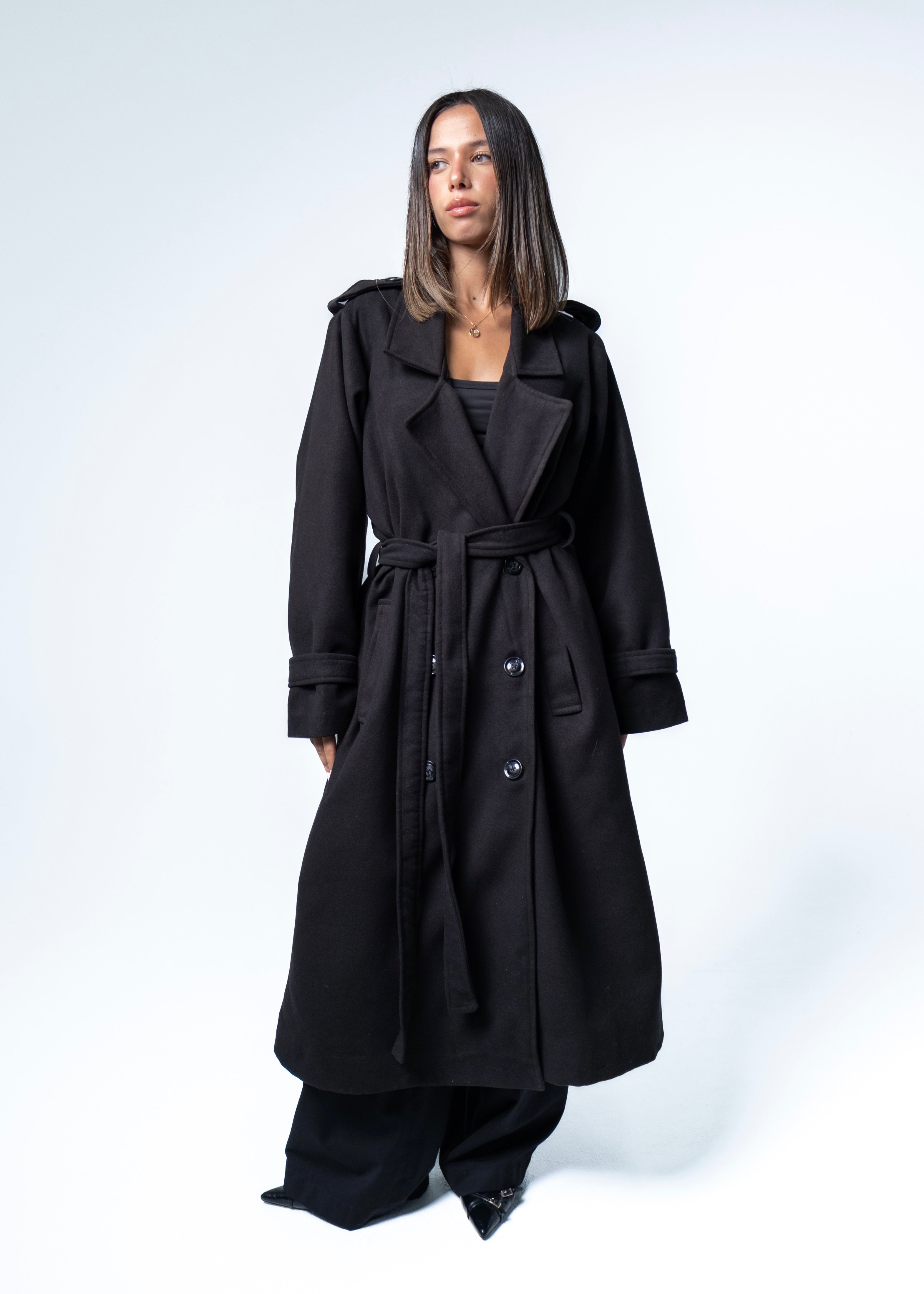 Black Maxi Wool Coat – Myra
