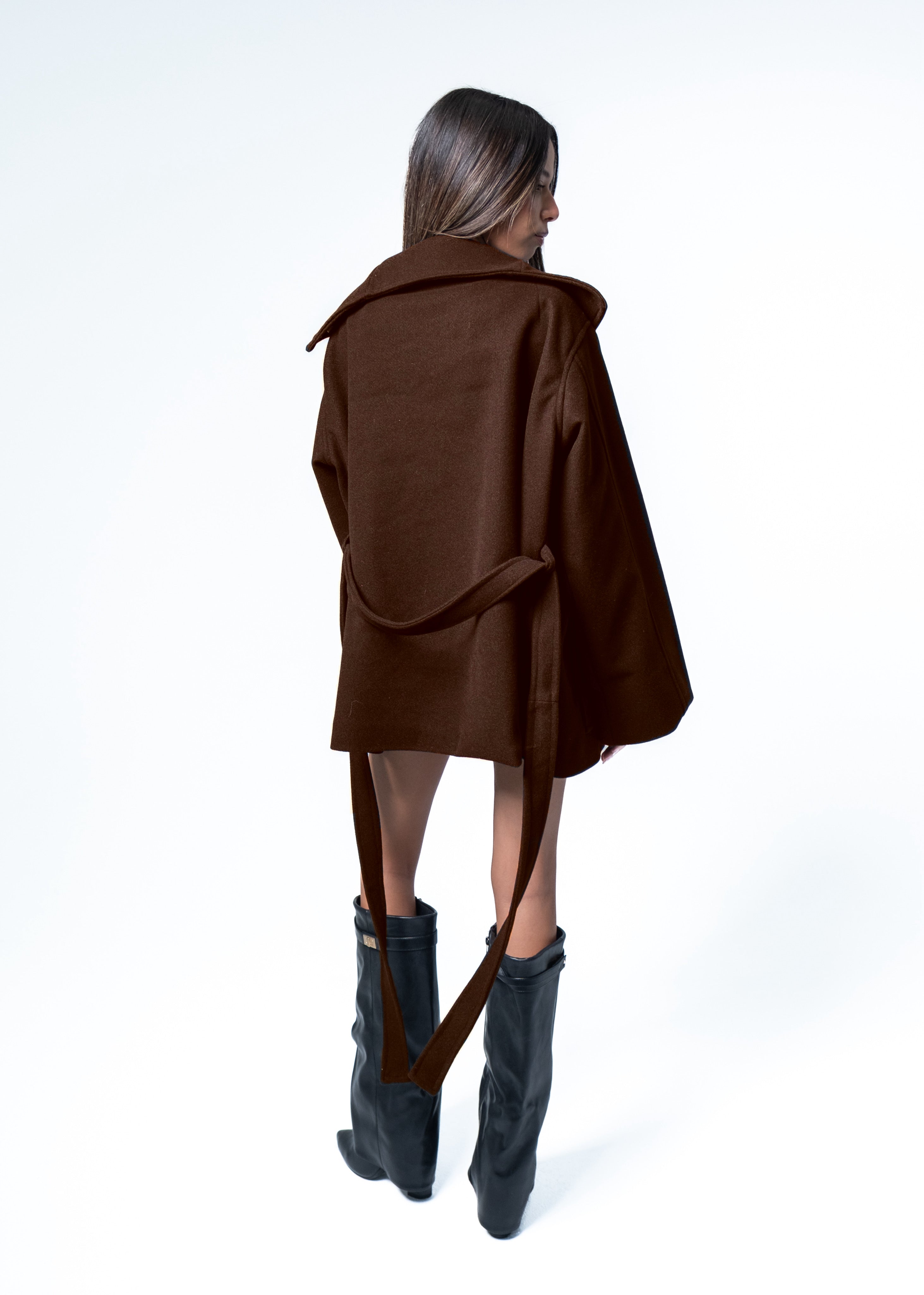 Brown Wool High-Neck Jacket